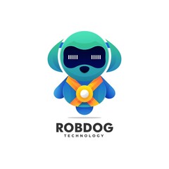 Vector Logo Illustration Robot Dog Gradient Colorful Style.