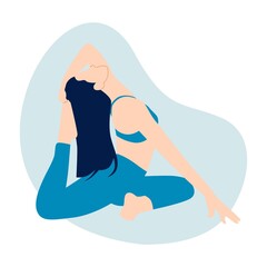 Vector illustration of woman doing yoga exercises