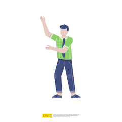 businessman or young man worker character presentation pose with hand gesture in flat style isolated vector illustration