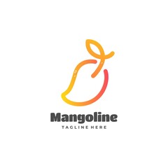 Vector Logo Illustration Mango Gradient Line Art Style.