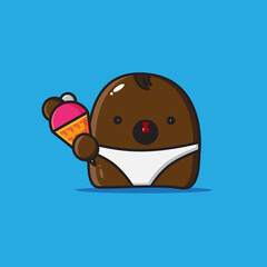 baby chocolate with delicious ice cream