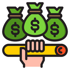 Money bags color line style icon