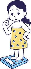 体重測定をしている女性