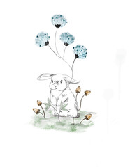 Hand drawing rabbit. Can be used for tattoo