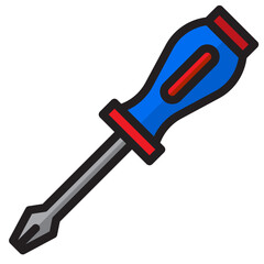 screwdriver color line style icon