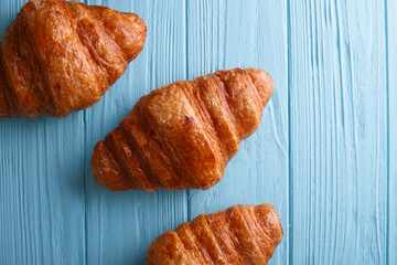 croissants on blue background