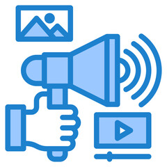 advertising blue style icon