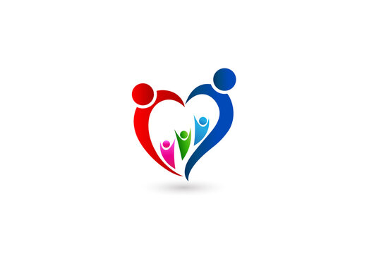 Logo family care children love heart shape icon vector image graphic illustration design