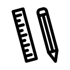 pencil and ruler icon lineal style vector illustration 