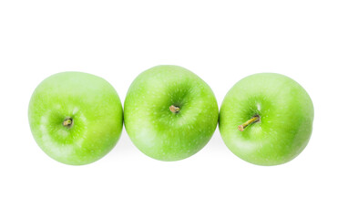 Fresh green apples on white background