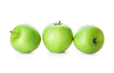 Fresh green apples on white background