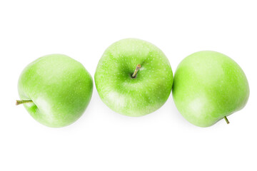 Fresh green apples on white background