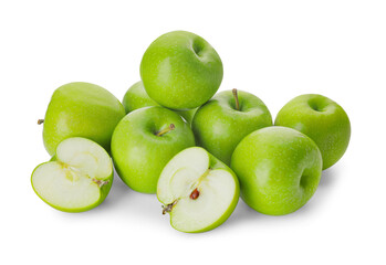Fototapeta na wymiar Fresh green apples on white background