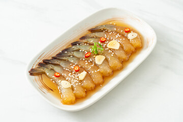 Korean Style Pickled Prawns or  Korean Soy Sauce Pickled Shrimp