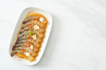 Korean Style Pickled Prawns or  Korean Soy Sauce Pickled Shrimp