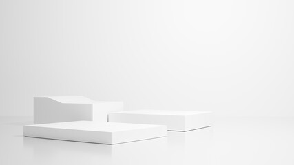 Square white podiums.