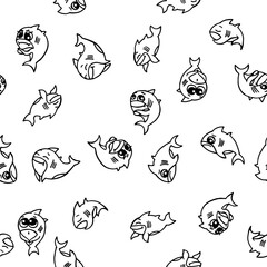 Shark underwater seamless world. Hand drawing. Dolphins in the sea. Background illustration vector