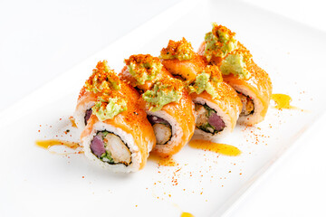 sushi set on the white plate
