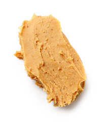 Tasty peanut butter on white background