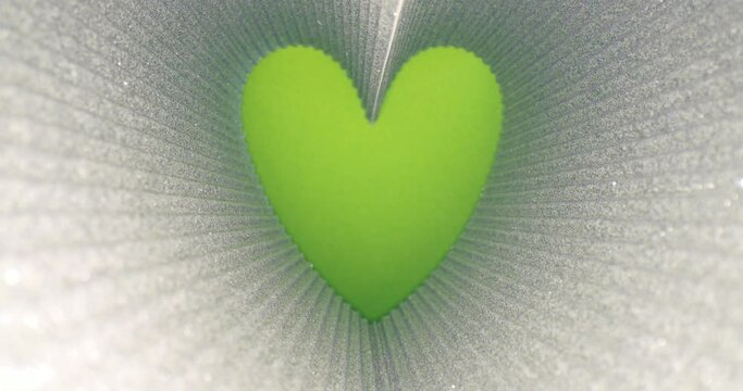 Valentines day background, silver glitter heart shape, green screen chroma key
