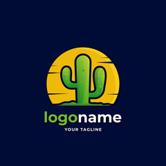 cactus logo with sun gradient style for western business company
