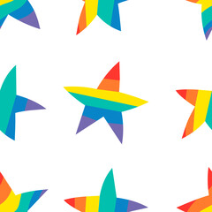 Vector Seamless Pattern with Illustration Rainbow. Cartoon Pride Colorful Drawing Background. Hand Drawn LGBTQ Flag Support