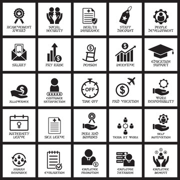 A Set Of Employee Benefit Icon , A Set Of Management Icon