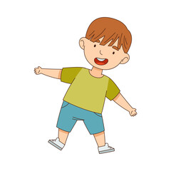 Cheerful Boy Standing with Open Arms for Hug Vector Illustration