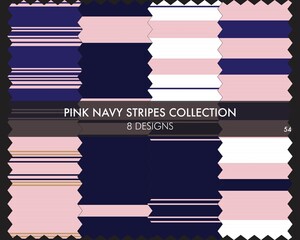 Pink Navy Stripe Seamless Pattern Collection