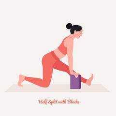 Yoga pose. Young woman practicing yoga  exercise. Woman workout fitness, aerobic and exercises. Vector Illustration.