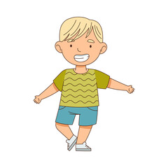 Cheerful Boy Standing with Open Arms for Hug Vector Illustration