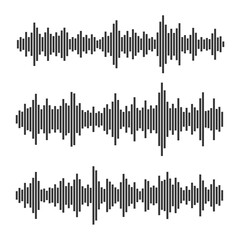 Sound Waves Set. Audio Equalizer on White Background. Vector