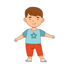 Cheerful Boy Standing with Open Arms for Hug Vector Illustration