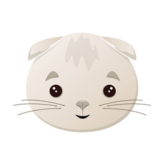The head of a cute cat. Children's animal illustration.