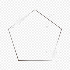 Silver glowing pentagon shape frame with sparkles