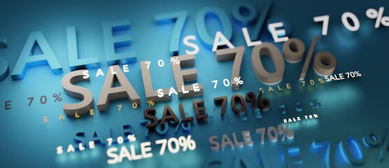 Abstract SALE 70% 3D TEXT Rendered Poster (3D Artwork)