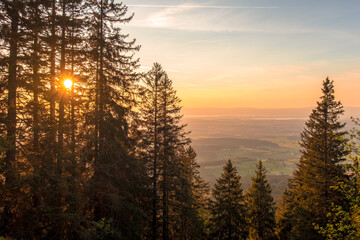 Sunset over the Swiss Alpes, shot from the "Cousimbert" mountain, Fribourg, Switzerland