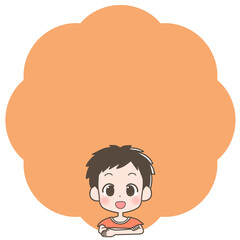 笑顔の男の子とフレームのイラスト
