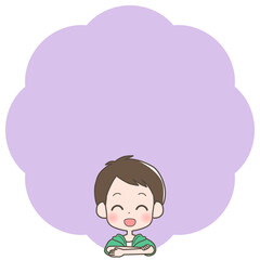 笑顔の男の子とフレームのイラスト