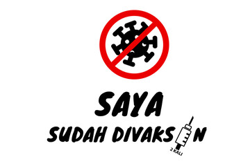 Simple Vector Quote, saya sudah divaksin in indonesia language 2 kali, I Got Vaccinated two times