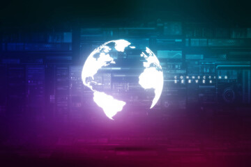 Global network connection. World map and concept of global business.