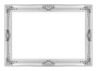 silver picture frame. Isolated on white background