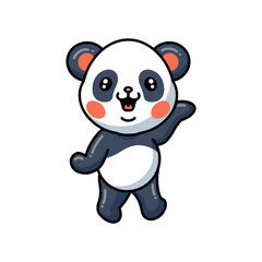 Cute little panda cartoon posing