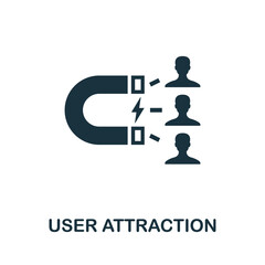 User Attraction icon. Simple creative element. Filled monochrome User Attraction icon for templates, infographics and banners