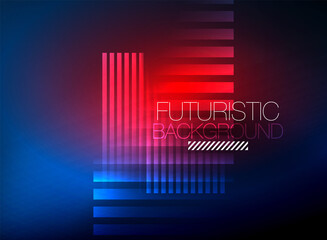 Fototapeta premium Bright neon color techno abstract background, shiny glowing neon lines in the dark background