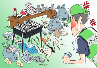 バーベキューをしてゴミを放置して帰ってしまう