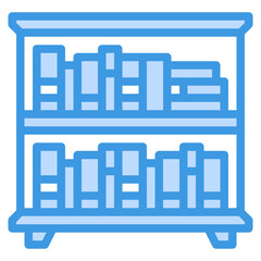 Bookshelves blue outline icon