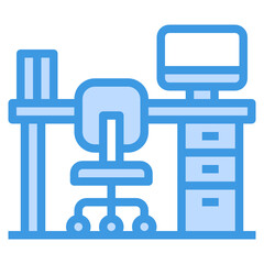Working Desk blue outline icon