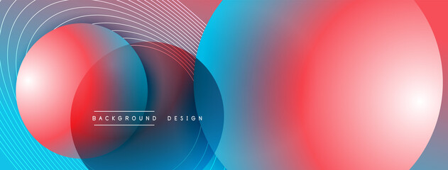 Gradient circles with shadows. Vector techno abstract background. Modern overlapping forms wallpaper background, design template