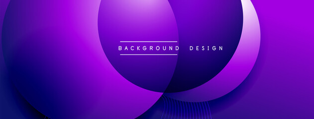 Gradient circles with shadows. Vector techno abstract background. Modern overlapping forms wallpaper background, design template